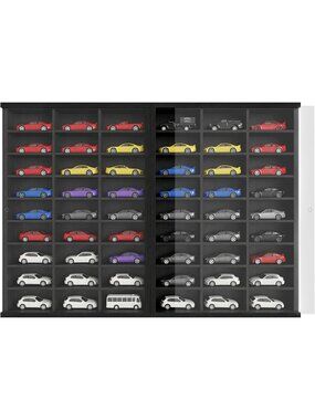 Wall-Mounted Model Car Display Case for 54 1/64 Scale Toy Cars - Collapsible
